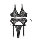 Conjunto De Lingerie Sexy Bordado Com Decote V Profundo, Fino E Modelador, De Três Peças (Sutiã E Conjunto De Lingerie Sexy Bordado Com Decote V Profundo, Fino E Modelador, De Três Peças (Sutiã E