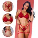 Conjunto De Lingerie Sexy Cinta Liga Sem Bojo Sensual Feminino Perneira Luxo sex shop