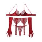 Conjunto De Lingerie Sexy Com Renda Bordada AVELINE 2025 Quatro Peças