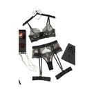 Conjunto De Lingerie Sexy Com Sutiã De Renda E Calcinha Com Cinta-liga Transparente Para Mulheres