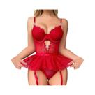 Conjunto De Lingerie Sexy Com Sutiã Transparente De Renda E Cinta-Liga Para Adultos Conjunto De Lingerie Sexy Com Sutiã Transparente De Renda E Cinta-Liga Para Adultos