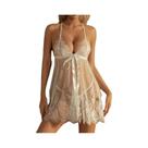 Conjunto De Lingerie Sexy Feminina Com Sutiã De Tule Transparente E Tanga, Bodysuit Com Costas