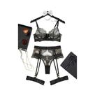 Conjunto De Lingerie Sexy Transparente Com Renda Bordada Para Mulheres, 4 Peças, Nova Chegada 2024 Conjunto De Lingerie Sexy Transparente Com Renda Bordada Para Mulheres, 4 Peças, Nova Chegada 2024