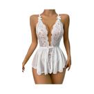 Conjunto De Lingerie Sexy Transparente Com Renda, Sutiã Push-up E Calcinha, Body Delicado.