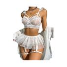 Conjunto De Lingerie Sexy Transparente Para Mulheres Com Sutiã, Cintos E Calcinhas Conjunto De Lingerie Sexy Transparente Para Mulheres Com Sutiã, Cintos E Calcinhas