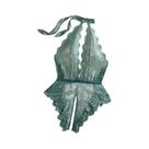Conjunto De Lingerie Transparente Com Decote Em V Profundo, Sem Costas, Tanga, Body Sem Entrepernas,