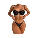 Conjunto De Lingerie Transparente De Renda Sexy Com Bordado De Fadas, Sutiã Push up E Calcinhas Para