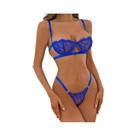 Conjunto De Lingerie Transparente De Renda Sexy Com Bordado De Fadas, Sutiã Push up E Calcinhas Para