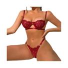 Conjunto De Lingerie Transparente Em Renda Preta Ultrafina, Sutiã E Calcinhas Sexy Para Mulheres