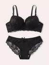 Conjunto de Lingerie Transparente Floral com Aro, 2 Peças - ElaShopp