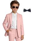 Conjunto de linho rosa para menino, tamanho 14