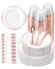Conjunto de Louça Descartável Goodluck 350 peças Dourado Rosé para 50 Pessoas