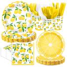 Conjunto de louça para festa Greencian 168 peças tema limão Conjunto de louça para festa Greencian 168 peças tema limão