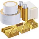 Conjunto de louças Bestluck 700 unidades para 100 convidados com design dourado Conjunto de louças Bestluck 700 unidades para 100 convidados com design dourado