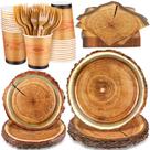 Conjunto de louças Camping Wood Grain Slice Durony 144 peças