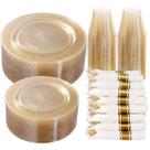 Conjunto de louças DaYammi Gold Glitter 50 Guest com 350 peças