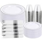 Conjunto de louças DayAmmi Silver Plastic 350 unidades para 50 convidados