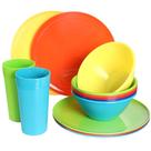 Conjunto de louças de cozinha Youngever, arco-íris de plástico de 18 peças