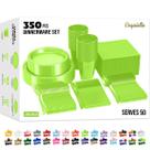 Conjunto de louças de festa descartáveis, verde limão, 350 unidades