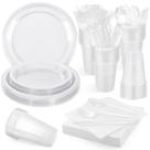 Conjunto de louças descartáveis Aodaer Clear 200 peças