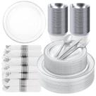 Conjunto de louças descartáveis Bestluck 350PCS para 50 convidados Conjunto de louças descartáveis Bestluck 350PCS para 50 convidados