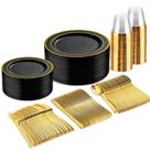 Conjunto de louças descartáveis BuCla Black Gold 150 peças Conjunto de louças descartáveis BuCla Black Gold 150 peças