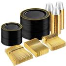 Conjunto de louças descartáveis BuCla Black/Gold 600 unidades Conjunto de louças descartáveis BuCla Black/Gold 600 unidades