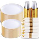 Conjunto de louças descartáveis KIRE branco/dourado 350 unidades para 50 convidados