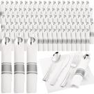 Conjunto de louças descartáveis Supernal Silver Plastic 120 Hóspedes
