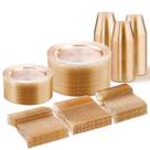 Conjunto de louças descartáveis WELLIFE Gold Glitter 300 unidades