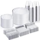 Conjunto de louças descartáveis WELLIFE para 100 convidados prateado