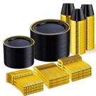 Conjunto de louças descartáveis WELLIFE preto/dourado 600 unidades