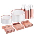 Conjunto de louças descartáveis WELLIFE Rose Gold 300 unidades para 50