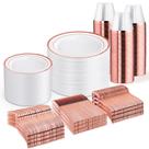 Conjunto de louças descartáveis WELLIFE Rose Gold 600 unidades para 100