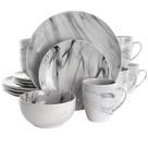 Conjunto de louças Elama Fine Round Gloss 16 peças de mármore Conjunto de louças Elama Fine Round Gloss 16 peças de mármore