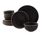 Conjunto de louças Gibson Home Rockaway Round Black 12 unidades
