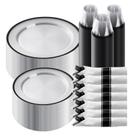 Conjunto de louças Goodluck Black Plastic 350 peças para 50 convidados