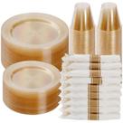 Conjunto de louças Goodluck Gold Glitter 350 peças para 50 convidados