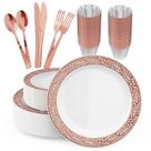 Conjunto de louças JOLLY CHEF Rose Gold 150 unidades para 25 convidados