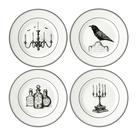 Conjunto de louças Lenox Vintage Halloween, prato de sobremesa de 4 peças Conjunto de louças Lenox Vintage Halloween, prato de sobremesa de 4 peças