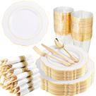 Conjunto de louças Liacere 350 unidades de plástico dourado para 50 convidados