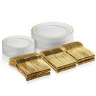 Conjunto de louças Munfix 125 peças para 25 pessoas com borda dourada