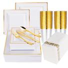 Conjunto de louças N9R 50 Guest Gold com pratos quadrados brancos