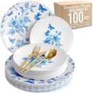 Conjunto de louças Trendables Fancy Plastic 100 unidades para 20 convidados