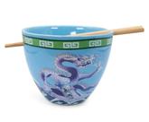 Conjunto de louças Vaszu Bowl Bop Blue Dragons Ramen 480 ml
