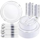Conjunto de louças WDF Partyware de 350 peças para 50 convidados, prata