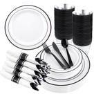 Conjunto de louças WELLIFE Black Plastic 210 unidades para 30 convidados