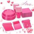 Conjunto de louças WELLIFE Hot Pink para festas, 210 peças