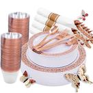 Conjunto de louças WELLIFE Rose Gold Plastic 350 peças