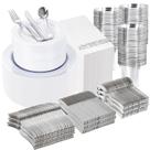 Conjunto de louças WELLIFE Silver Plastic 700 unidades para 100 convidados